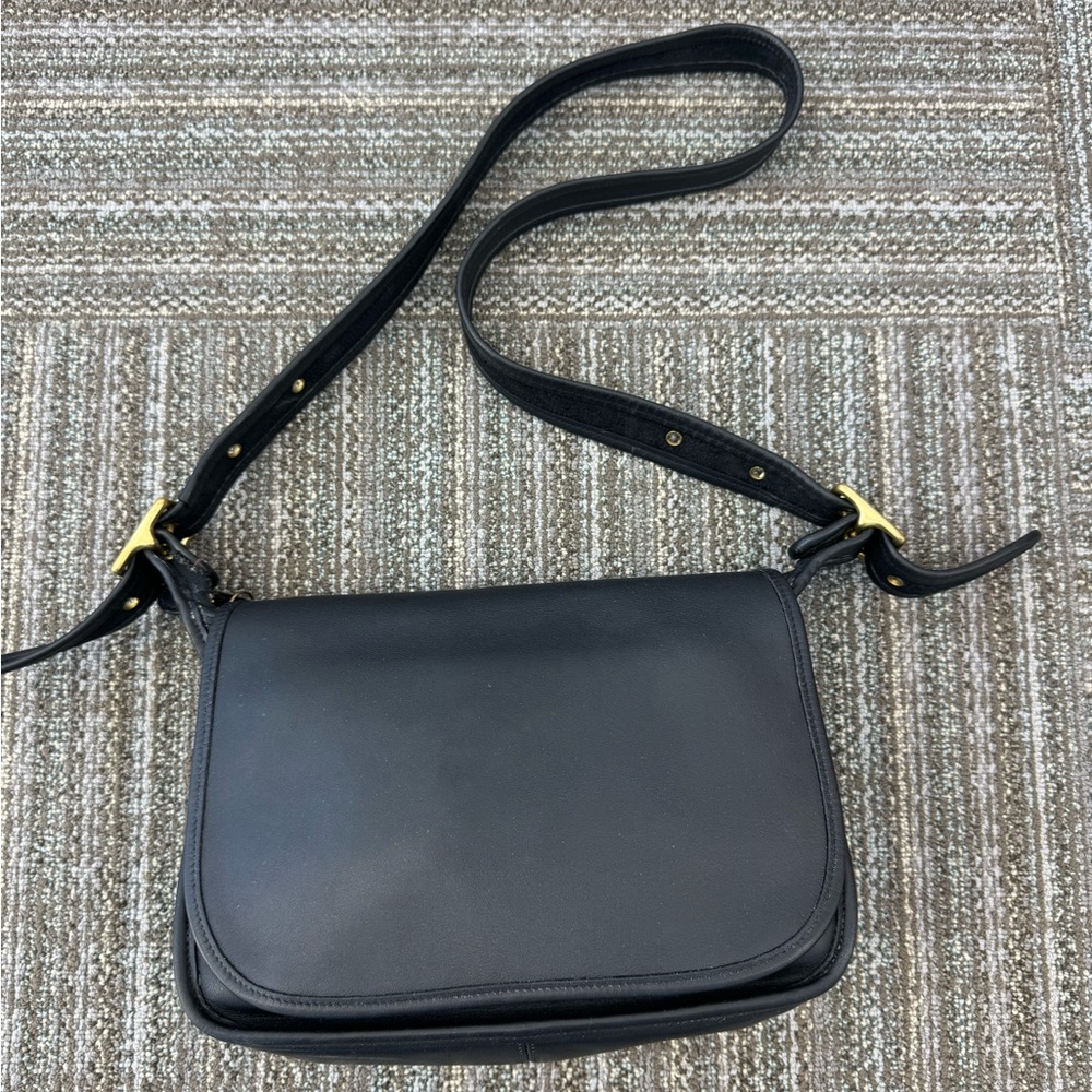RARE Vintage Coach Bag Black Crossbody Saddle Bag